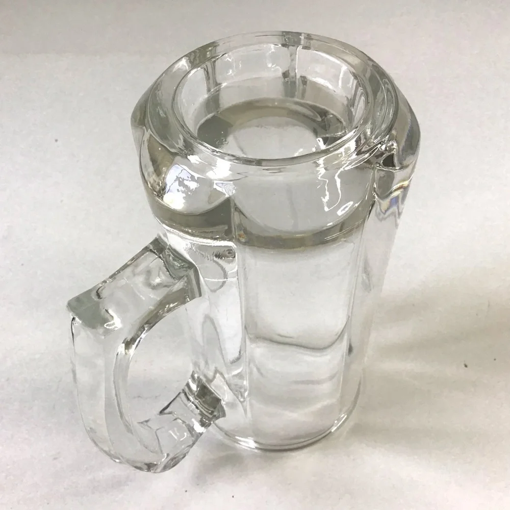 Vintage 80s Libbey Clear Glass Beer Stein Heavy 6-Panel Mug Thumb Rest Handle